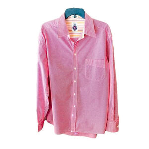 Southbridge mens long sleeve cotton button shirt XL red white gingham Valentines